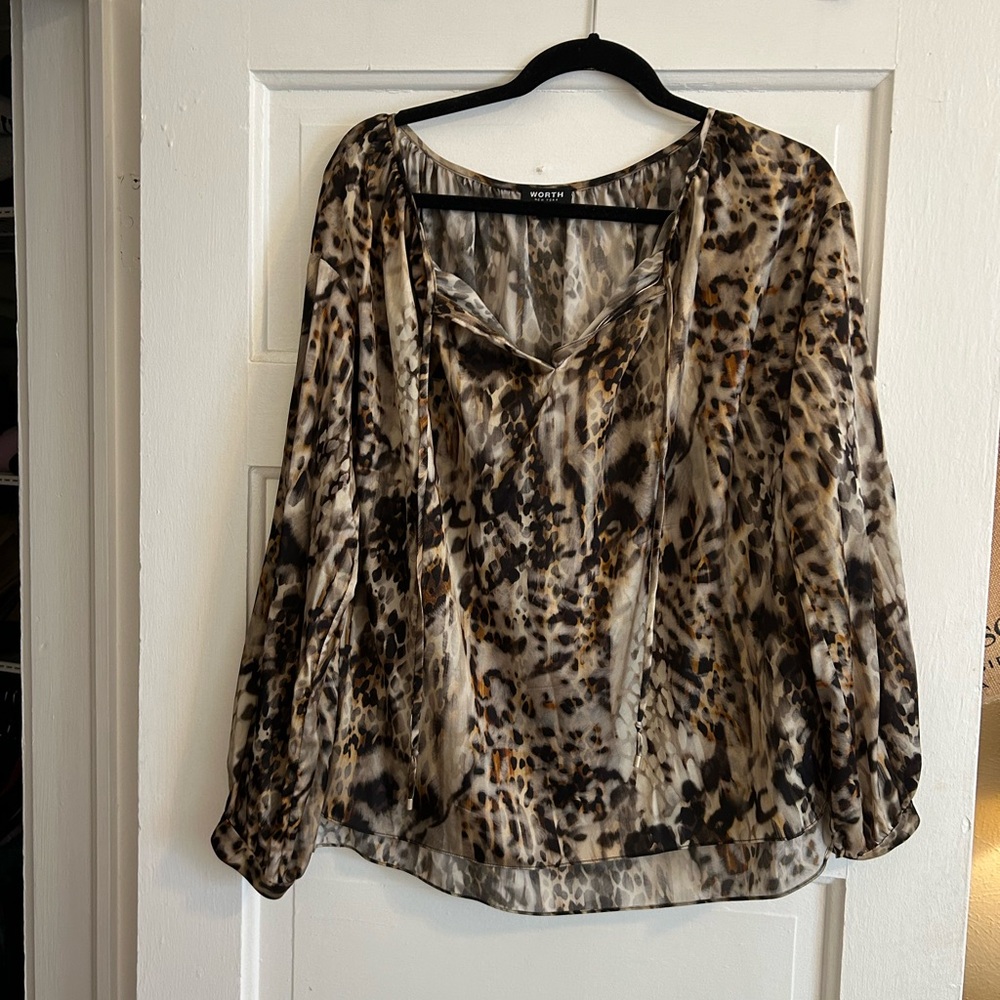 WORTH New York cheetah long-sleeve top